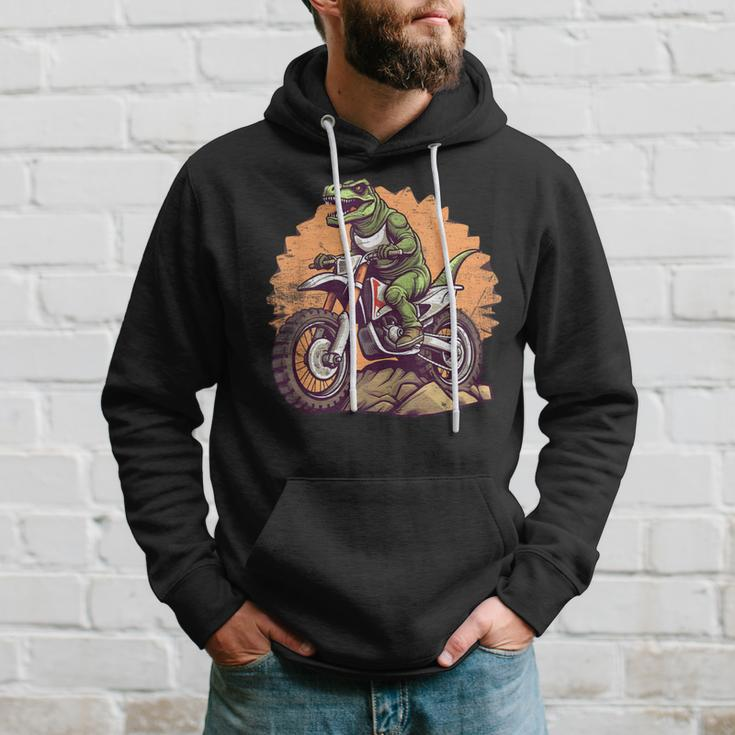 Dinosaur On Dirt Bike T-Rex Motorcycle Riding Hoodie Gifts for Him