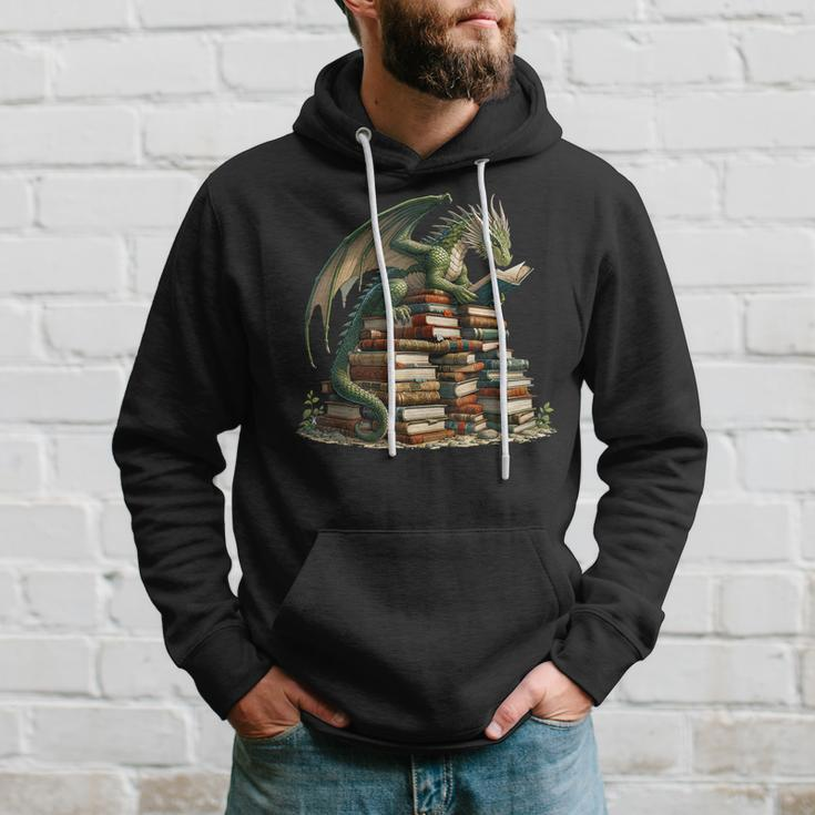Distressed Bookworm Dragons Reading Book Dragons And Books Hoodie Gifts for Him