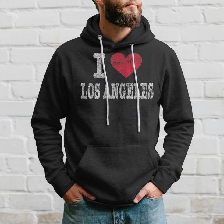 Distressed Retro I Love Los Angeles Souvenir Hoodie Gifts for Him