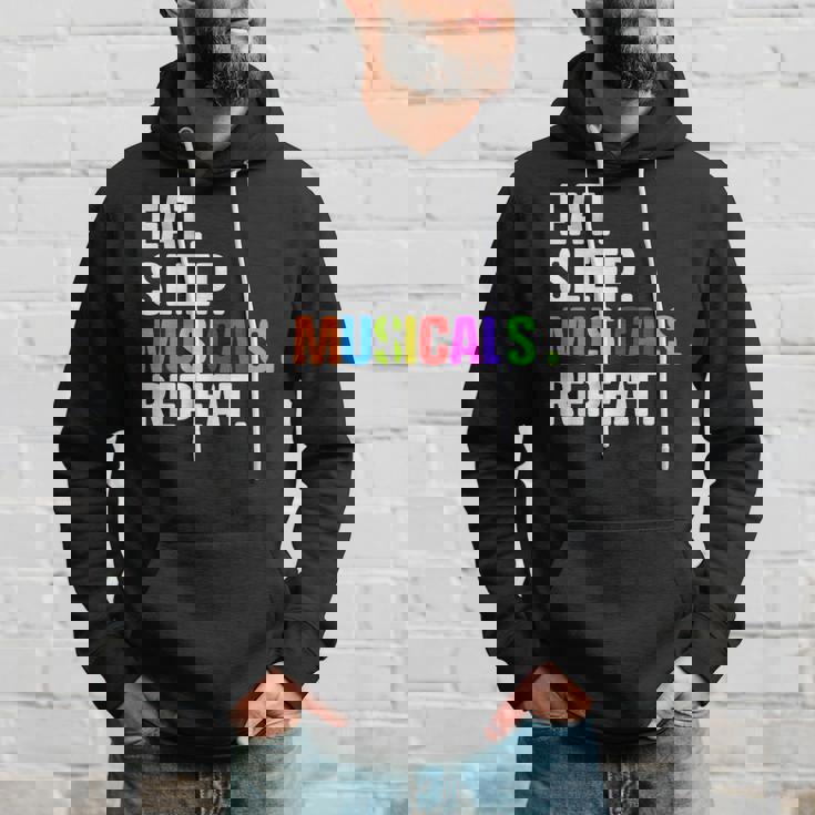 Divertido Eat Sleep Musicals Repeat Sudadera Regalos para él