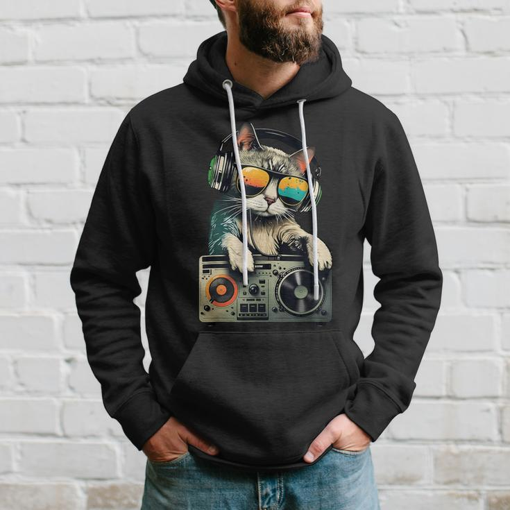 Dj Cat In Sunglasses Cat Dj Cat With Headphones Boombox Hoodie Gifts for Him
