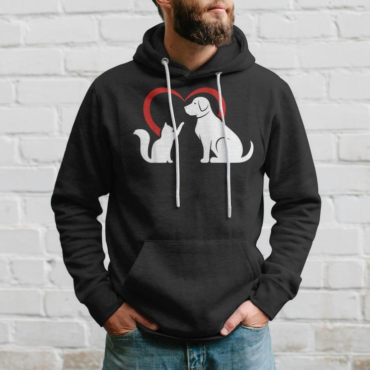 Dog Puppy And Baby Cat Heart Animal Dog & Cat Hoodie Gifts for Him