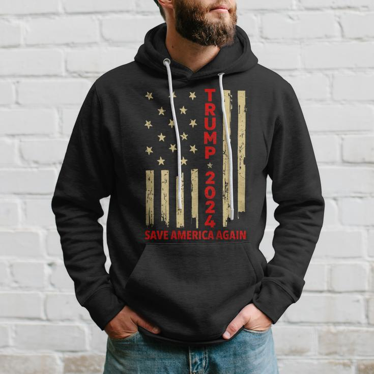 Donald Trump 2024 Save America Again American Flag On Back Hoodie Gifts for Him