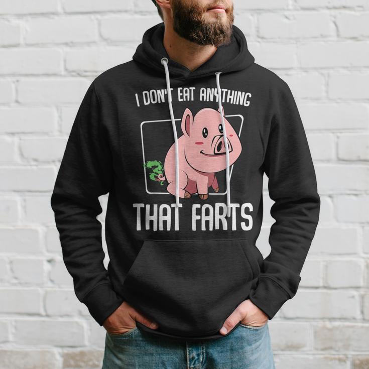 I Don't Eat Anything That Farts Pig Animal Vegetarian Hoodie Gifts for Him