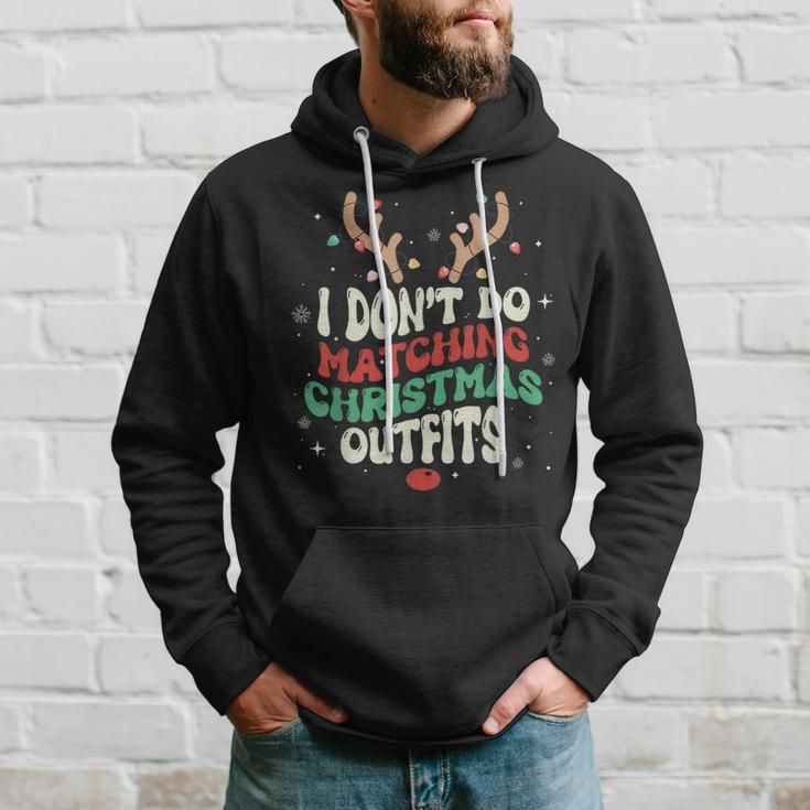 I Don't Do Matching Christmas Xmas Lights Couples Reindeer Hoodie Gifts for Him