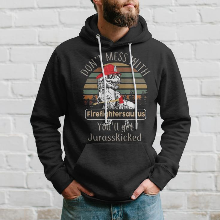 Don't Mess With Firefightersaurus Firefighter Hoodie Gifts for Him