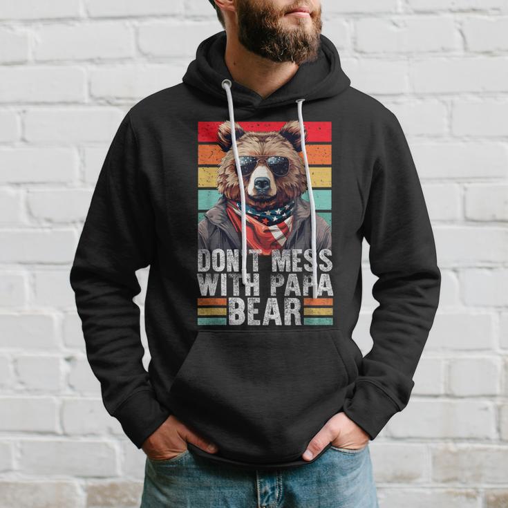 Don't Mess With Papa Bear Vintage Papa Bear Father's Day Hoodie Gifts for Him