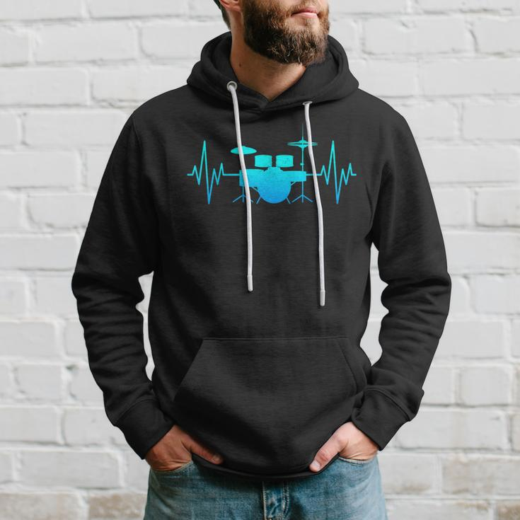 Drum Heartbeat Lifeline Music Lover Band Member Drummer Men Hoodie Gifts for Him