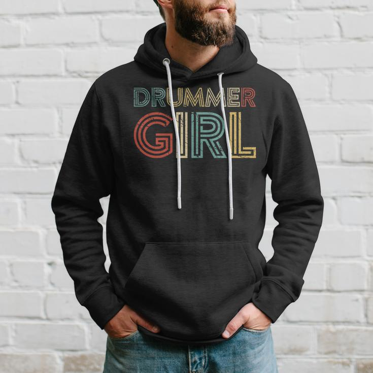 Drummer Girl Retro Vintage Drumming Musician Percussionist Hoodie Gifts for Him