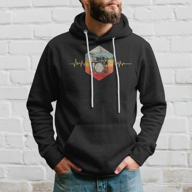 Drummer Retro Heartbeat Drum Kit Hoodie Geschenke für Ihn