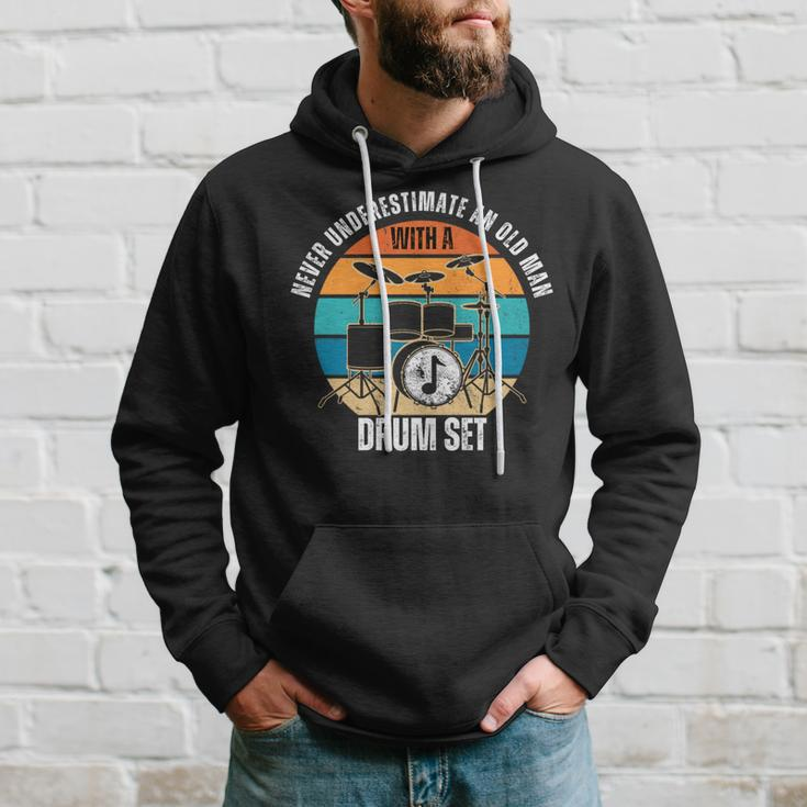 Drummer Never Underestimate An Old Man With A Drum Set Hoodie Gifts for Him