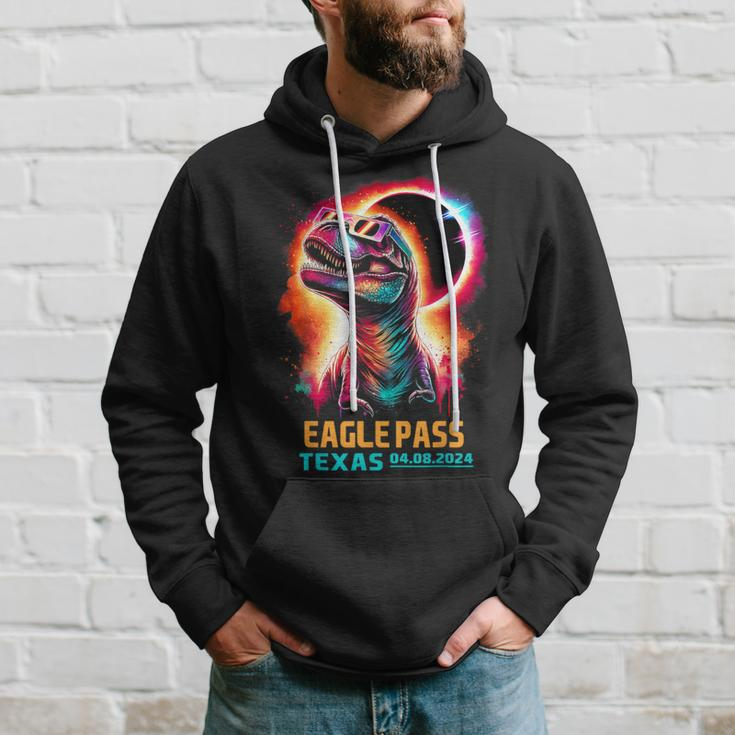 Eagle Pass Texas Total Solar Eclipse 2024Rex Dinosaur Hoodie Gifts for Him
