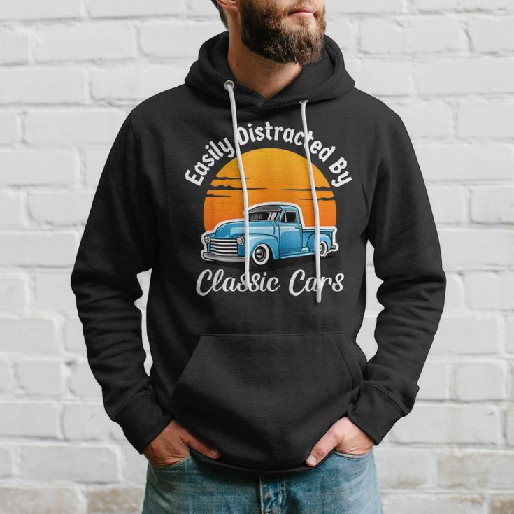 Easily Distracted By Classic Cars Old Vintage Car Guy Hoodie Gifts for Him