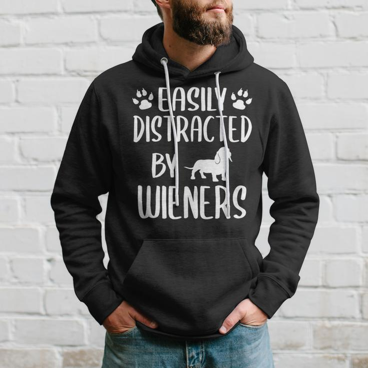 Easily Distracted By Wieners Dachshund Dog Lovers Hoodie Gifts for Him