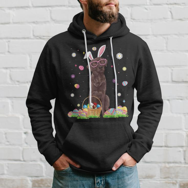 Easter Cute Chocolate Labrador Dog Lover Bunny Eggs Easter Hoodie Gifts for Him