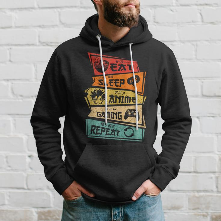 Eat Sleep Anime Gaming Repeat Anime Lover Gamer Fan Hoodie Gifts for Him