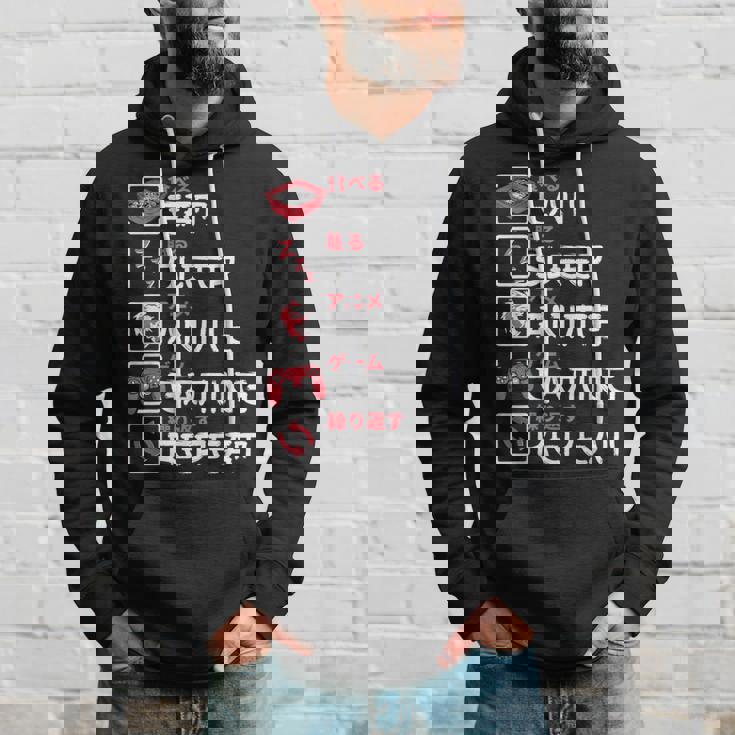 Eat Sleep Anime Gaming Repeat Otaku Gamer Japanese Anime Hoodie Gifts for Him
