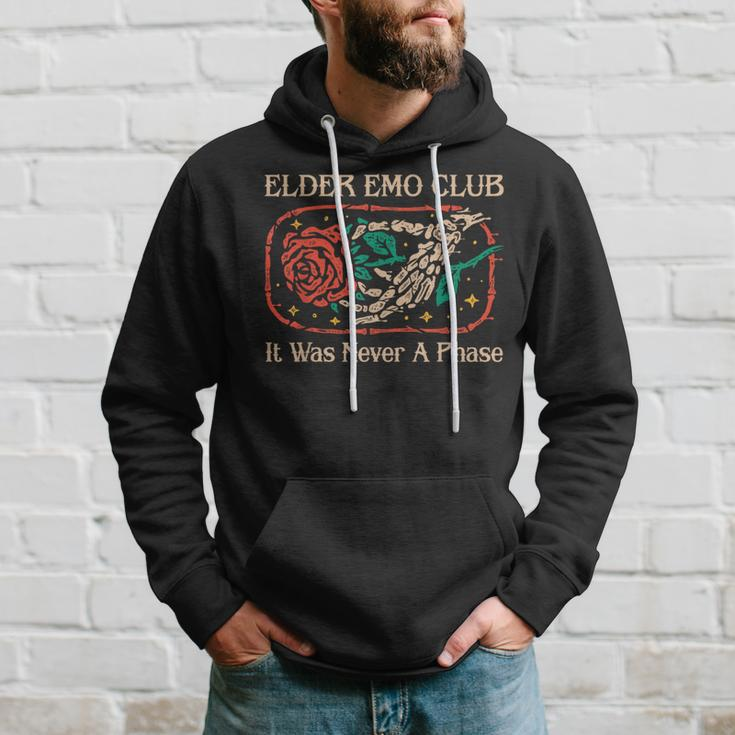 Elder Emo Club It Was Never A Phase Skeleton And Rose Quote Hoodie Gifts for Him