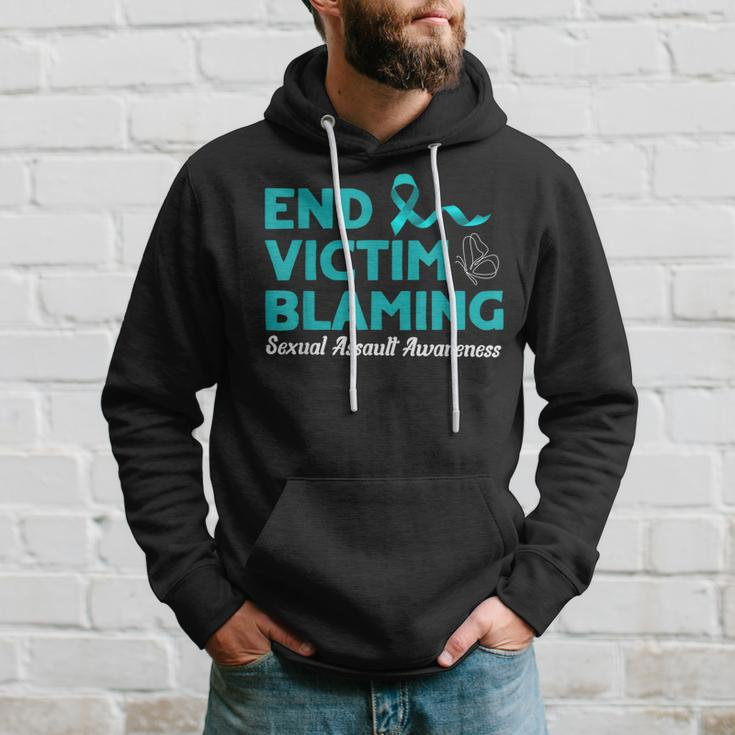 End Victim Blaming Sexual Assault Awareness Month Hoodie Gifts for Him