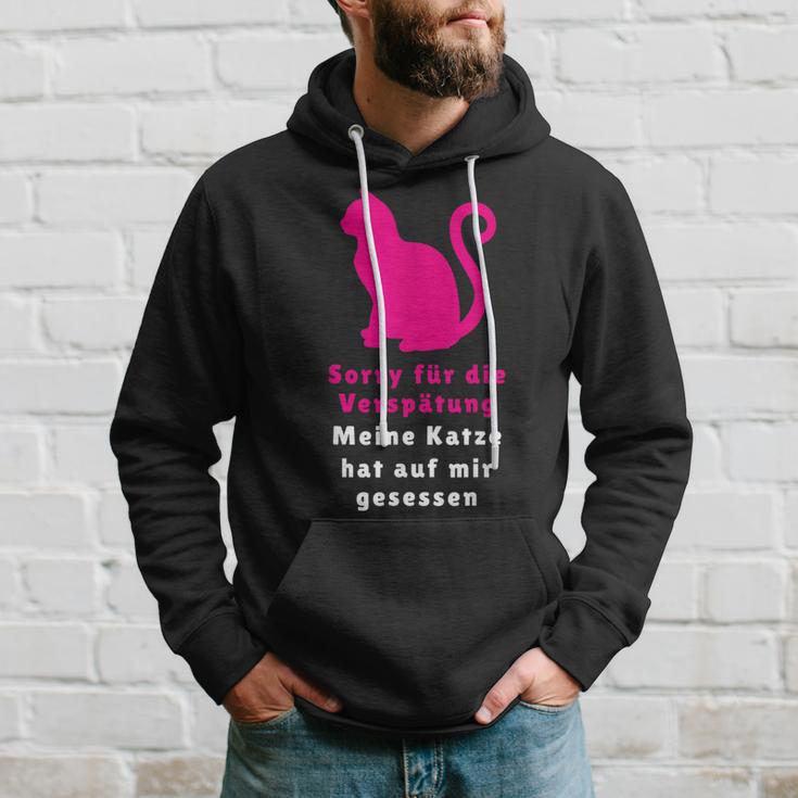 Entschuldigung, Meine Katze Hat auf Mir Gesessen Schwarzes Hoodie, Lustiges Haustier Motiv Geschenke für Ihn