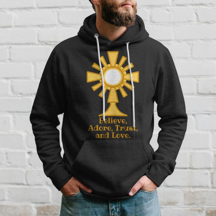 Eucharist- Believe Adore Trust Love Hoodie Gifts for Him