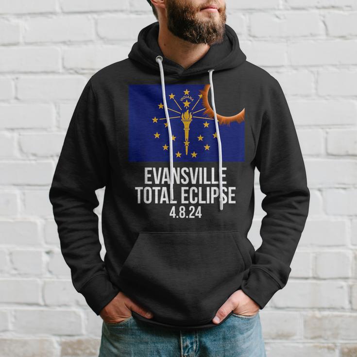 Evansville Indiana Eclipse 2024 Evansville Indiana Flag Hoodie Gifts for Him