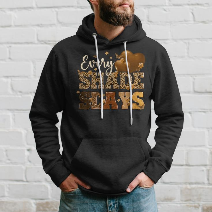 Every Shade Slays Melanin Hearts Black History Month African Hoodie Gifts for Him