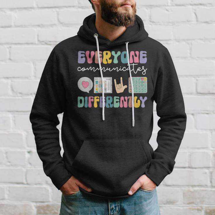 Everyone Communicates Differently Special Education Autism Hoodie Gifts for Him