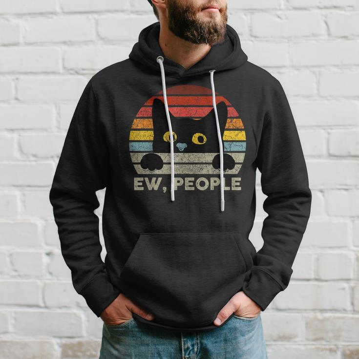 Ew People Vintage Black Cat For Cat Lover Cat Mom Cat Dad Hoodie Gifts for Him