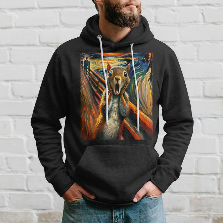 Expressionist Scream Squirrel Lovers Artistic Squirrel Hoodie Gifts for Him