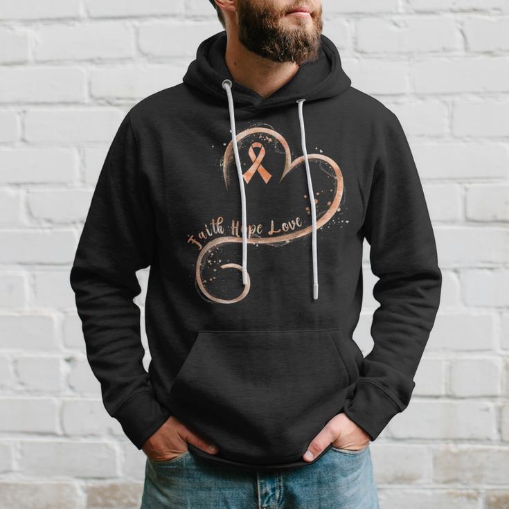 Faith Hope Love Peach Ribbon Endometrial Cancer Awareness Hoodie Gifts for Him