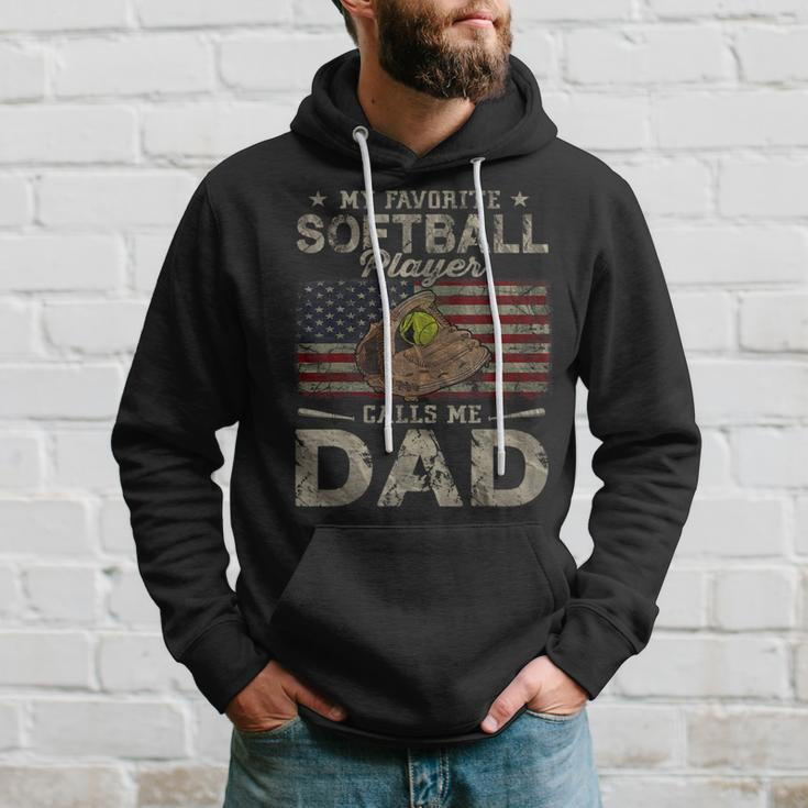 My Favorite Softball Player Calls Me Dad Father's Day Daddy Hoodie Gifts for Him