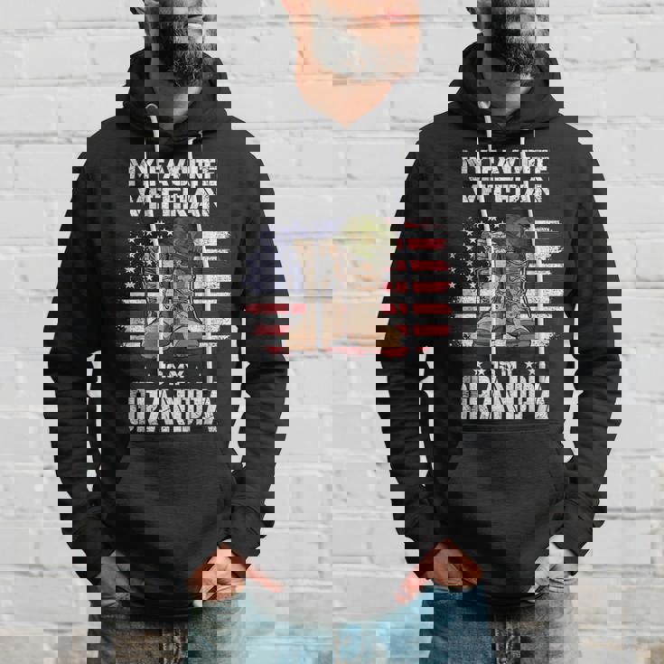 My Favorite Veteran Is My Grandpa American Flag Veterans Day Hoodie Gifts for Him