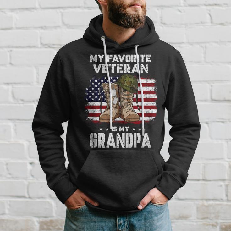 My Favorite Veteran Is My Grandpa American Flag Veterans Day Hoodie Gifts for Him