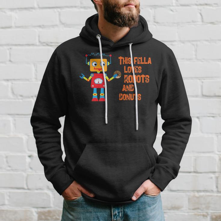 This Fella Loves Robots And Donuts Brain Food Merchandise Hoodie Gifts for Him