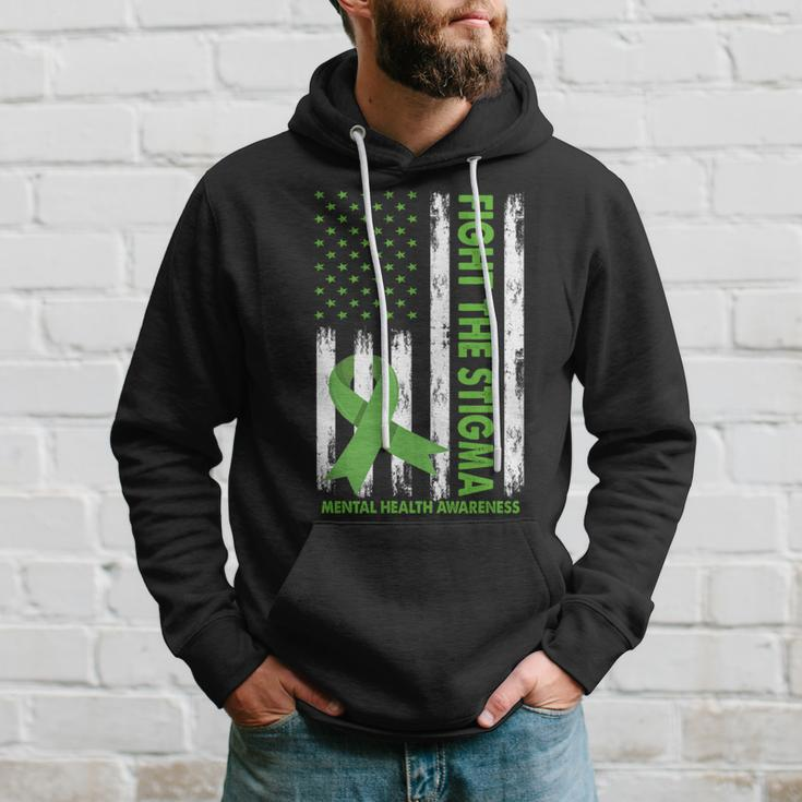 Fight The Stigma Mental Health Awareness Green Ribbon Hoodie Gifts for Him