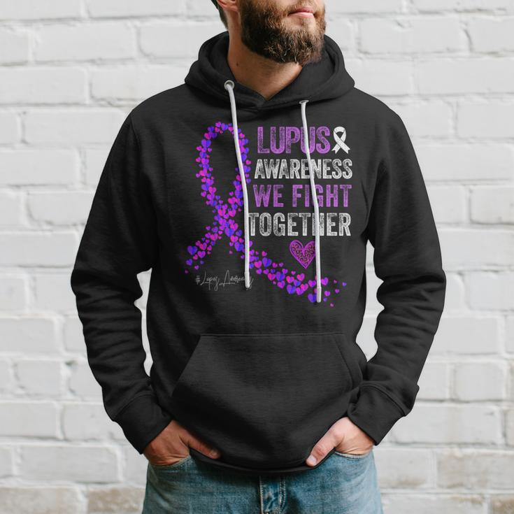 We Fight Together Lupus Awareness Purple Ribbon Hoodie Gifts for Him