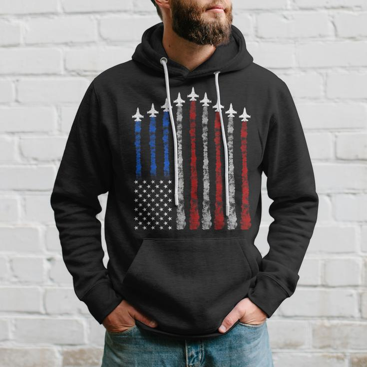 Fighter Jet Airplane Usa Flag 4Th Of July Patriotic Hoodie Gifts for Him
