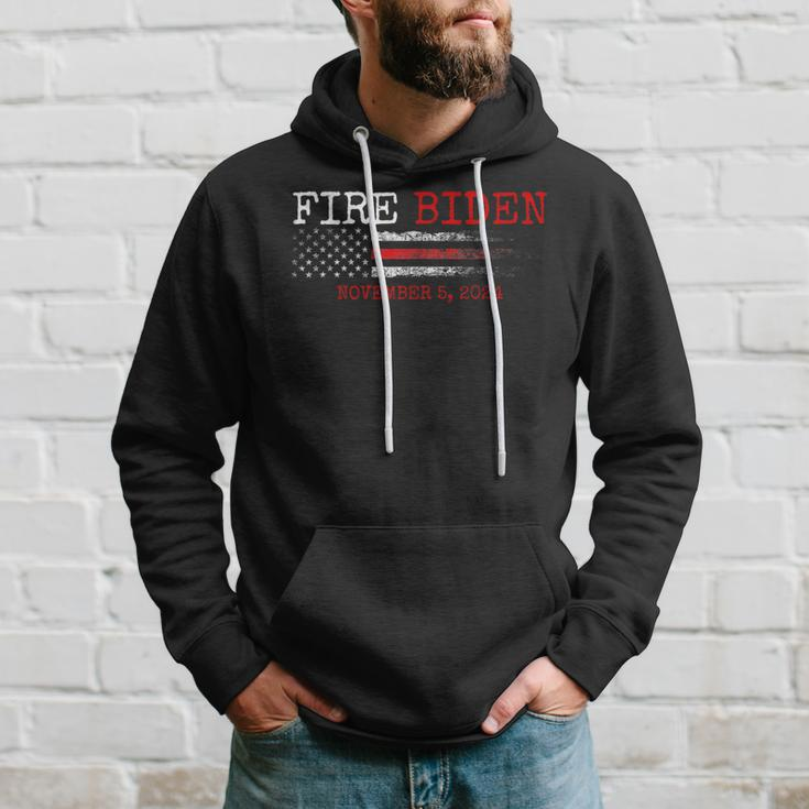 Fire Biden Elect Trump President 2024 Vintage American Flag Hoodie Gifts for Him