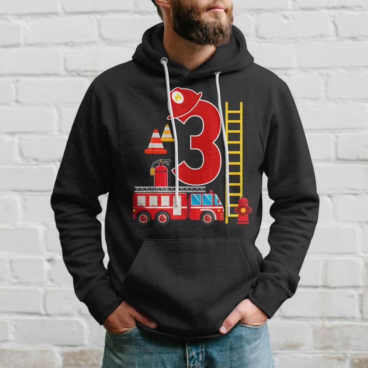 Fire Truck 3Rd Birthday Boy 3 Year Old Firefighter Hoodie Gifts for Him