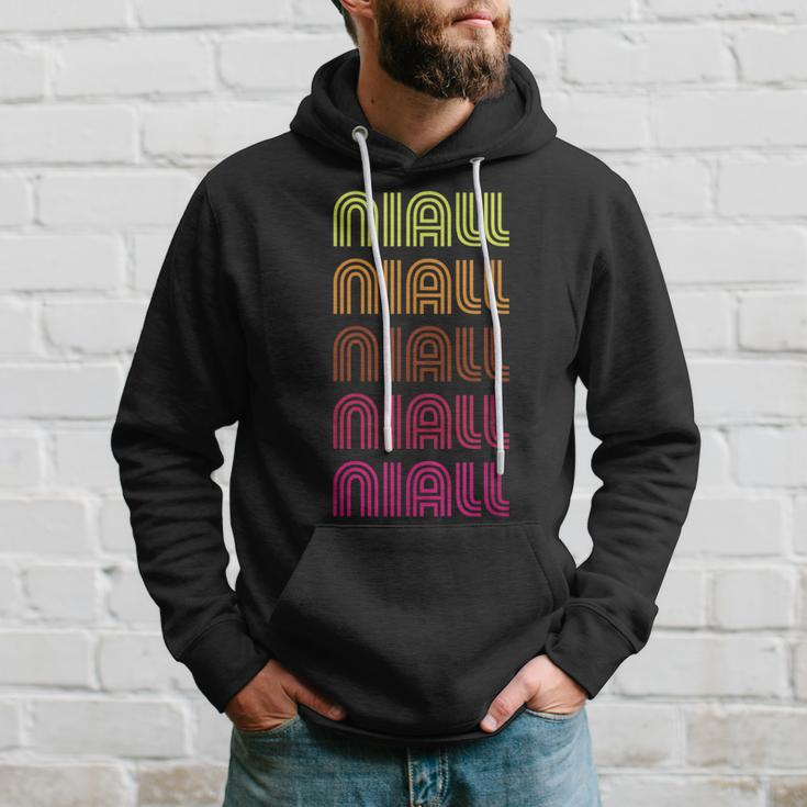 First Name Niall Funky Retro Vintage Disco Hoodie Gifts for Him
