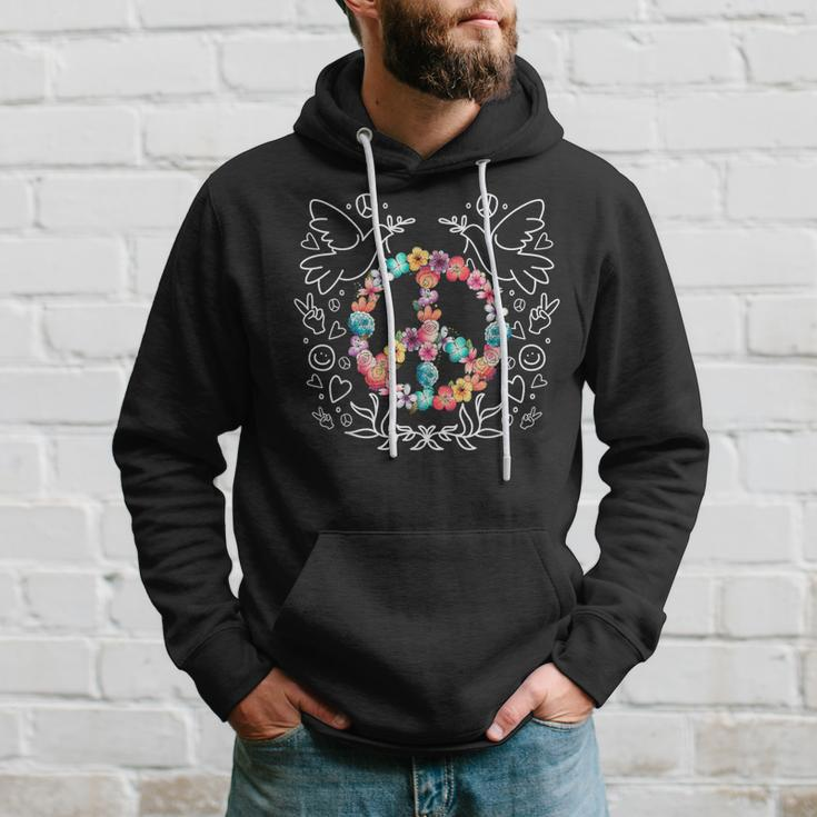 Floral Peace Sign Love 60S 70S Tie Die Hippie Costume Hoodie Gifts for Him