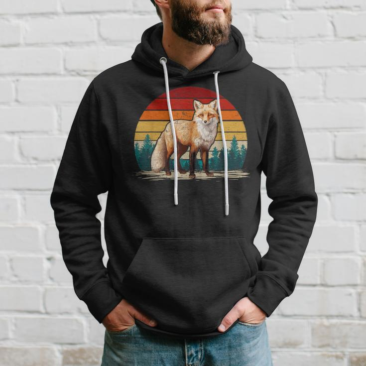 Fox Lover Retro Style Distressed Vintage Fox Hoodie Gifts for Him