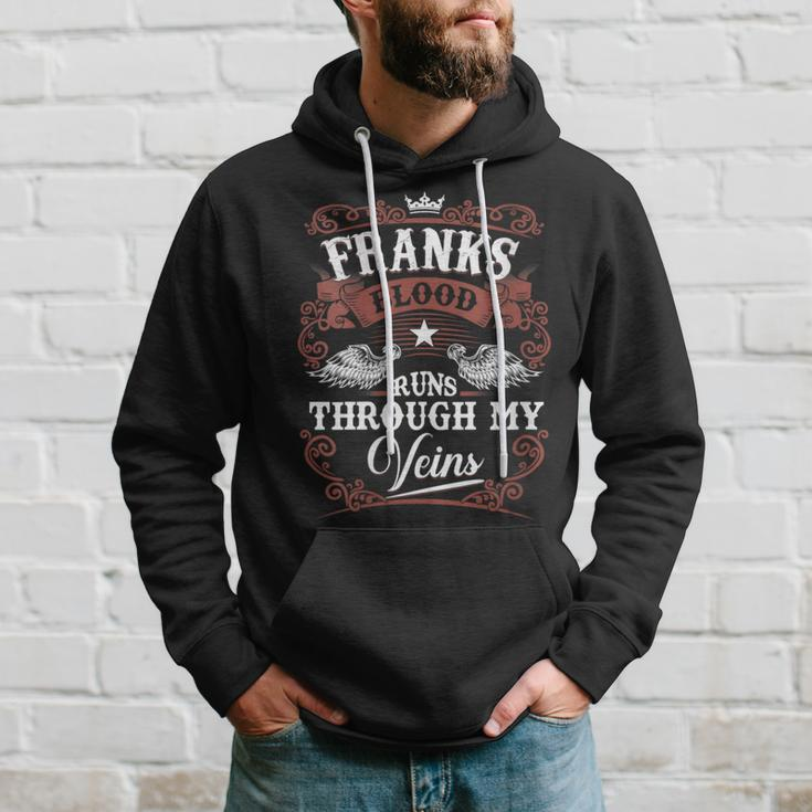 Franks Blood Runs Through My Veins Vintage Family Name Hoodie Gifts for Him