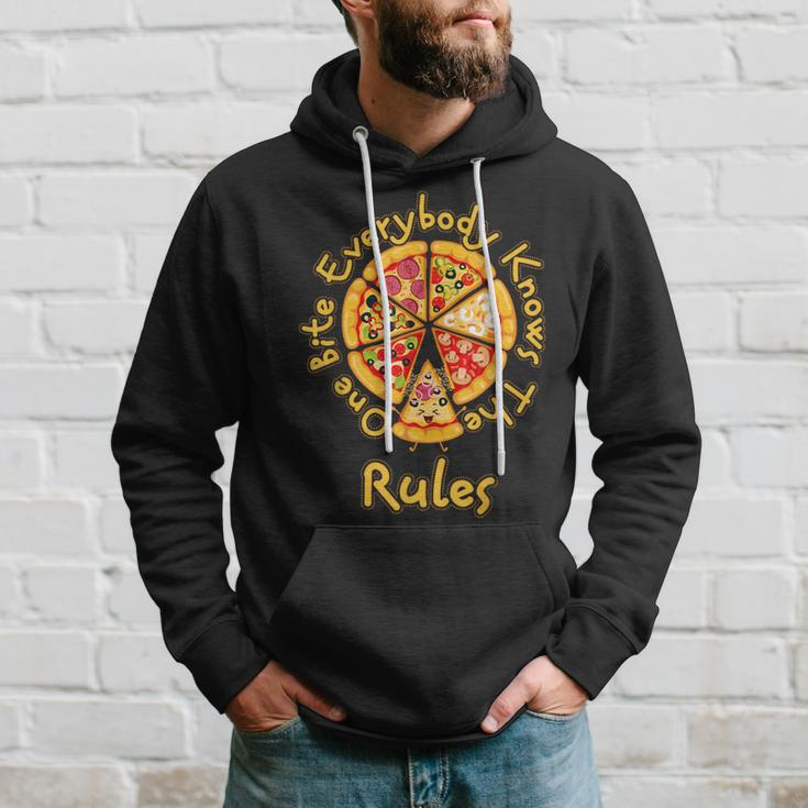 1 One Bite Everybody Knows Rules Pizza Food Lover Hoodie Gifts for Him