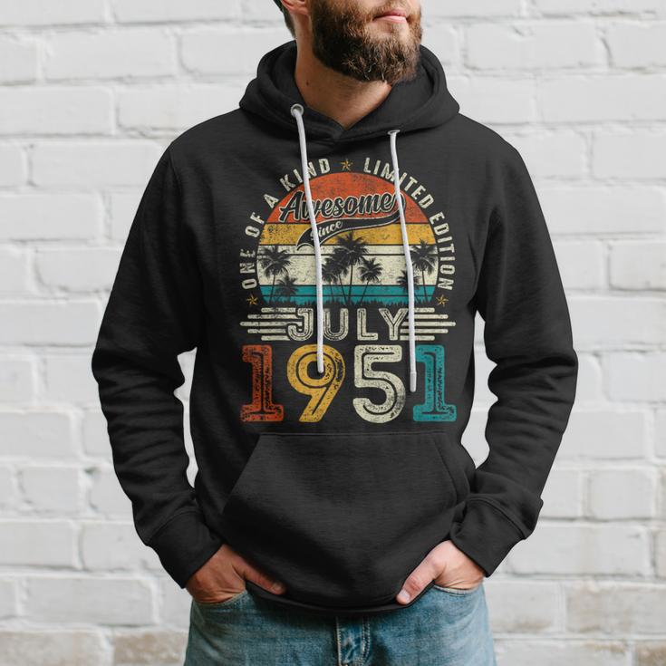 73 Years Old July 1951 Vintage 73Rd Birthday Men Hoodie Gifts for Him