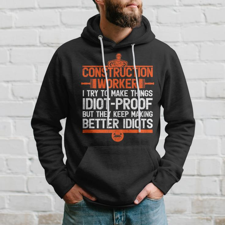 Construction For Dad Construction Worker Hoodie Gifts for Him