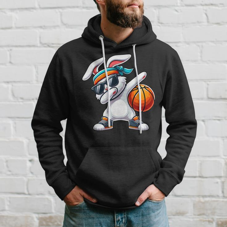 Dabbing Bunny Playing Basketball Easter Day Boys Girls Hoodie Gifts for Him