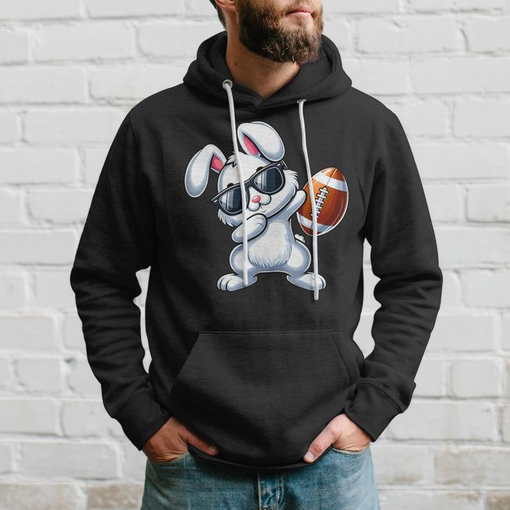 Dabbing Bunny Playing Football Easter Day Boys Girls Hoodie Gifts for Him