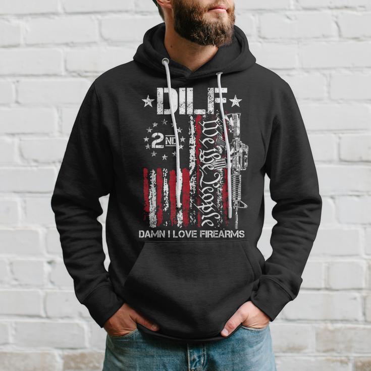 Dilf Damn I Love Firearms Gun American Flag Hoodie Gifts for Him